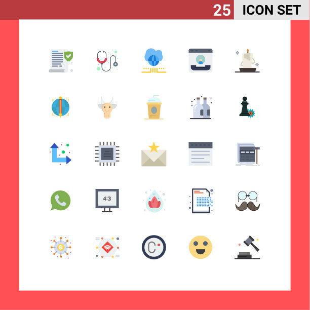 象形文字设置了25个简单的平色蜡烛图片下载