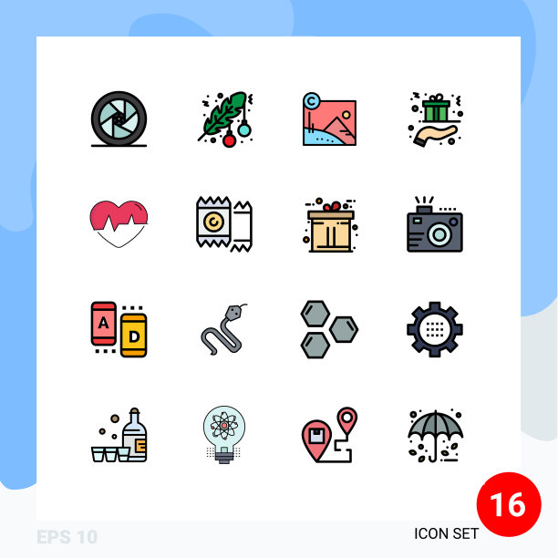 可编辑线包16简单的平面颜色填充图片下载