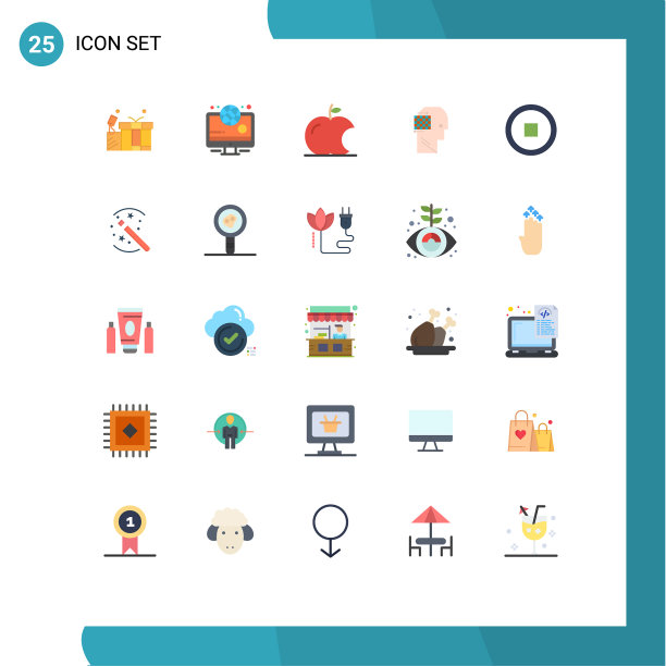 将25个单色标志和符号组合在一起图片下载