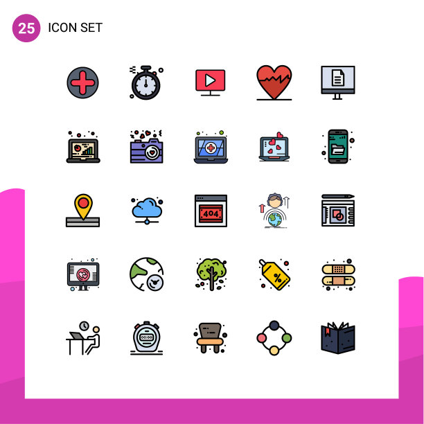 为卷筒纸设置25种通用填充线平面颜色图片下载