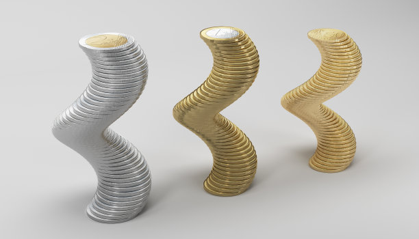 抽象的欧元硬币作为金融符号素材图片