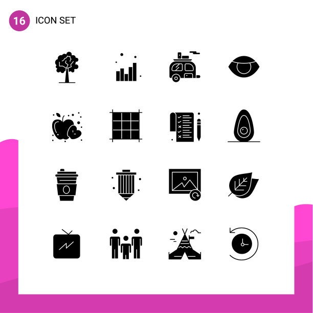 打包16个创意固体字形食物视觉图片下载