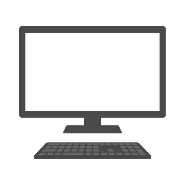 桌面电脑的插图(灰色的身体，白色的屏幕，合成，模型)图片下载