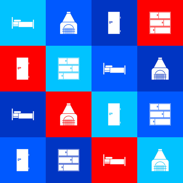 设置床内壁炉关闭门和架子图片下载