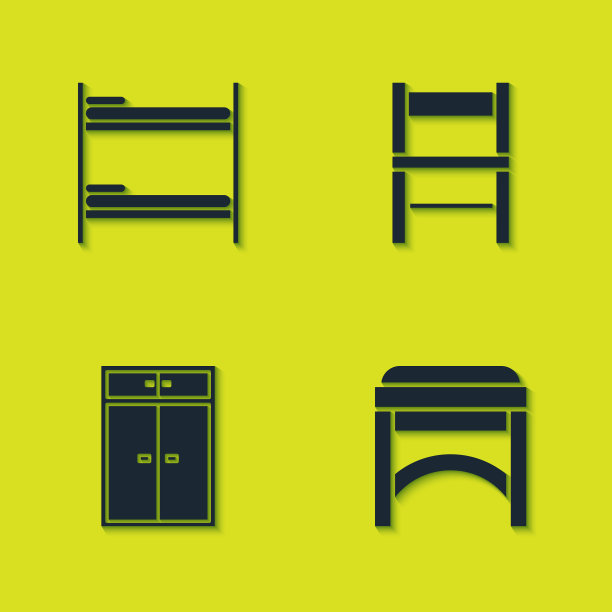 设置双层床椅子衣柜和图标图片下载