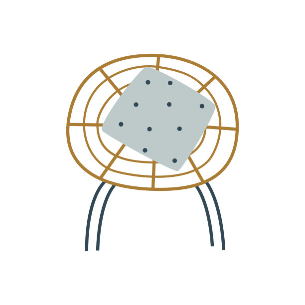 舒适的柳条躺椅与装饰垫子图片下载