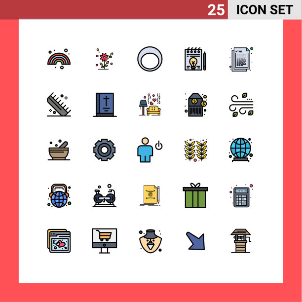 组25现代填充线平面颜色集图片下载