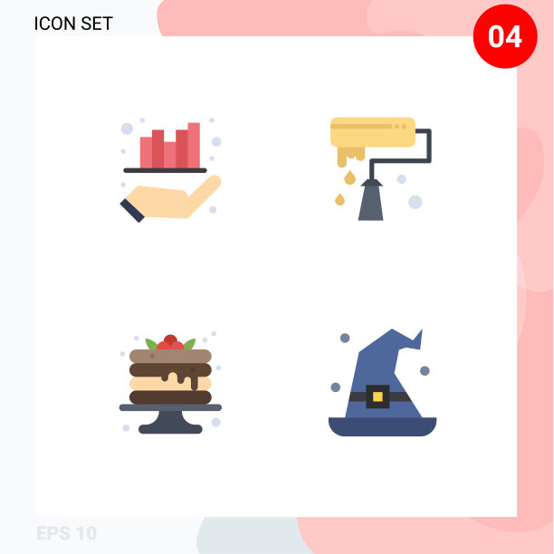 4组平面图标符号和符号图片下载