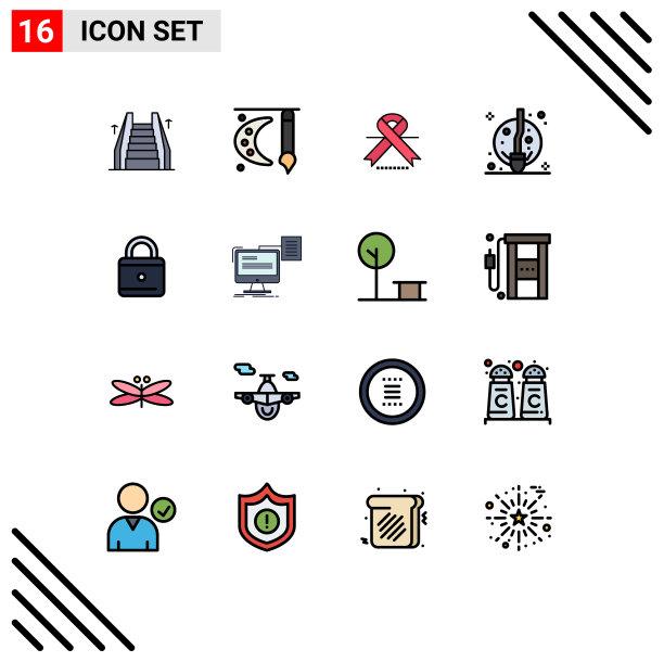 16个通用平色填充线标志符号图片下载