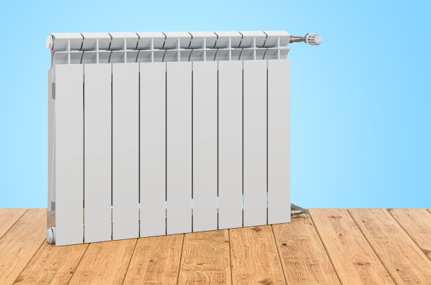 木板上的暖气片，3D渲染图片下载