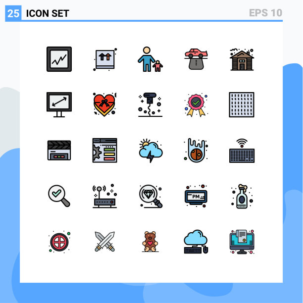 包25个创意填充线平色图片下载