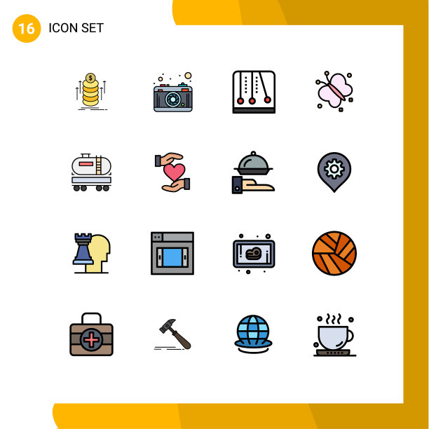 可编辑线包16简单的平面颜色填充图片下载