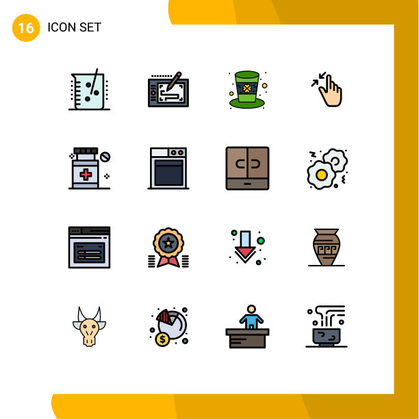 16主题平色填充线条和可编辑图片下载