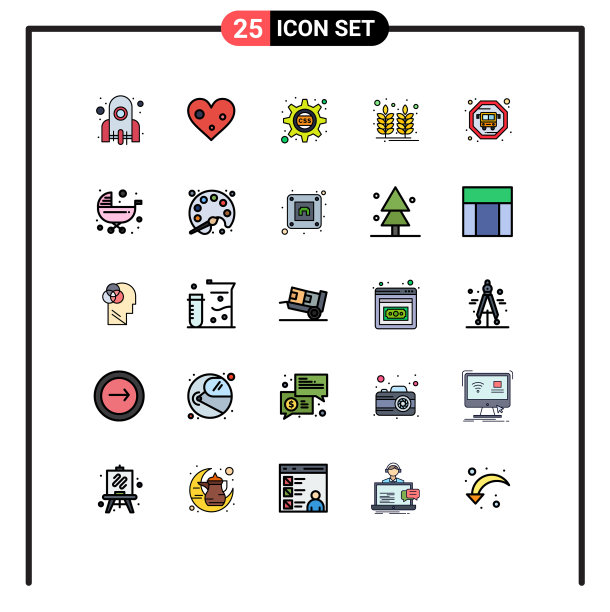 为卷筒纸设置25种通用填充线平面颜色图片下载