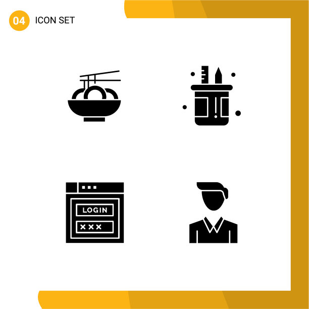 为面条设置4个商业固体符号包图片下载