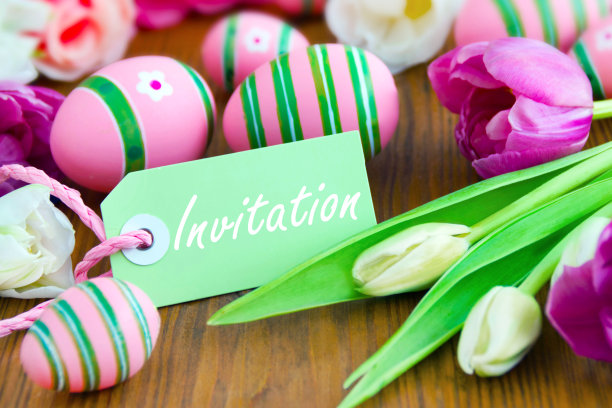 邀请标签和复活节彩蛋装饰图片下载