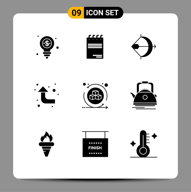 为形状左瞄准网格设置9个固体符号图片下载