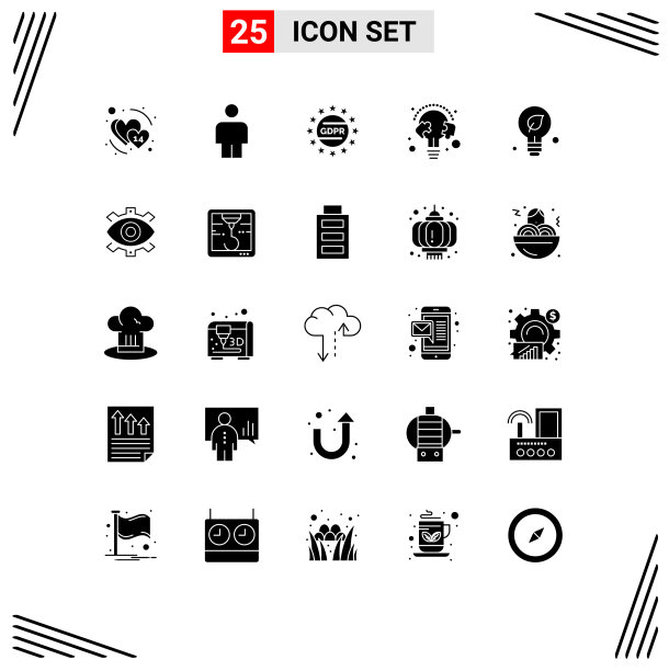 设置25个现代的UI图标符号为绿色图片下载