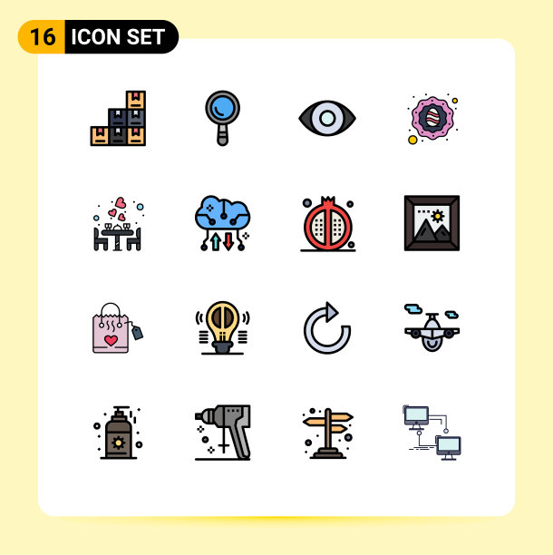 组16平色填充线标志和图片下载