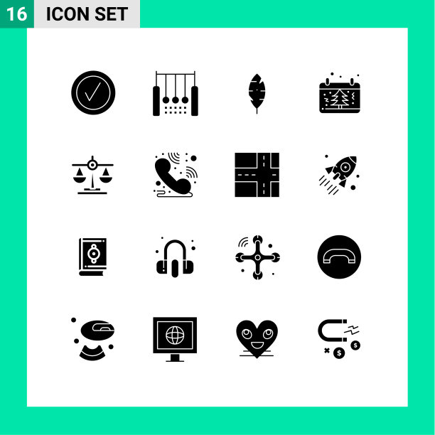 16固体字形概念的网站移动和图片下载