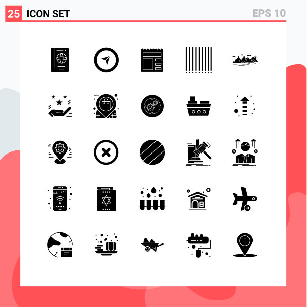 象形文字设置了25个简单的实心字形图片下载