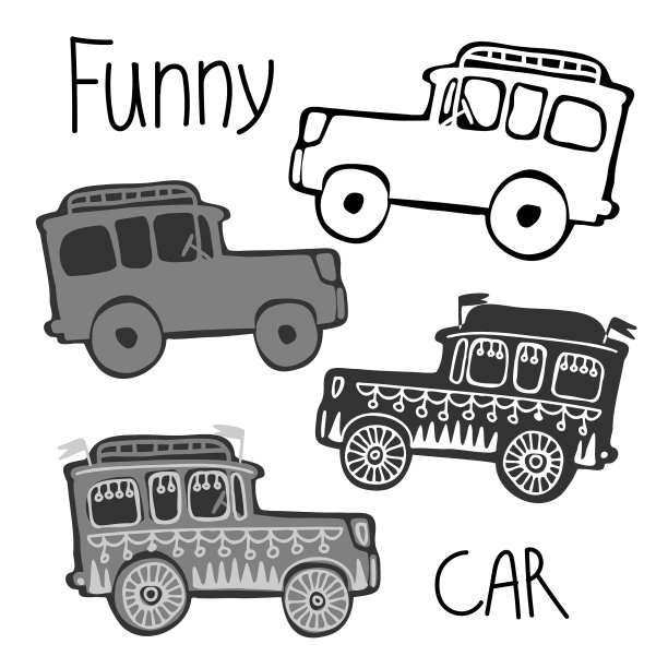 孤立的设置一辆车的轮廓线图片下载