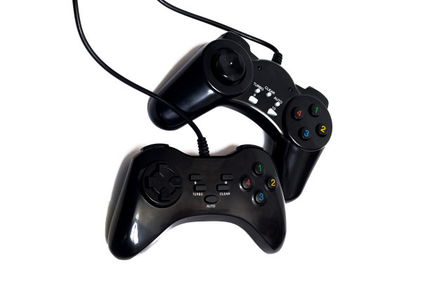 两个游戏操纵杆被隔离在白色背景上图片下载