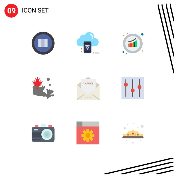 移动界面平面颜色设置9个象形图图片下载