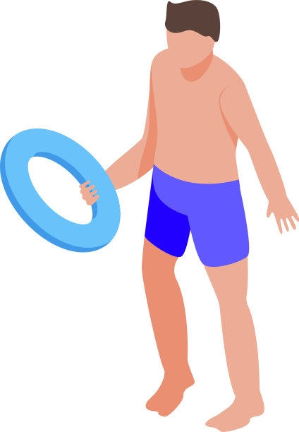 男子游泳环图标等距风格图片下载