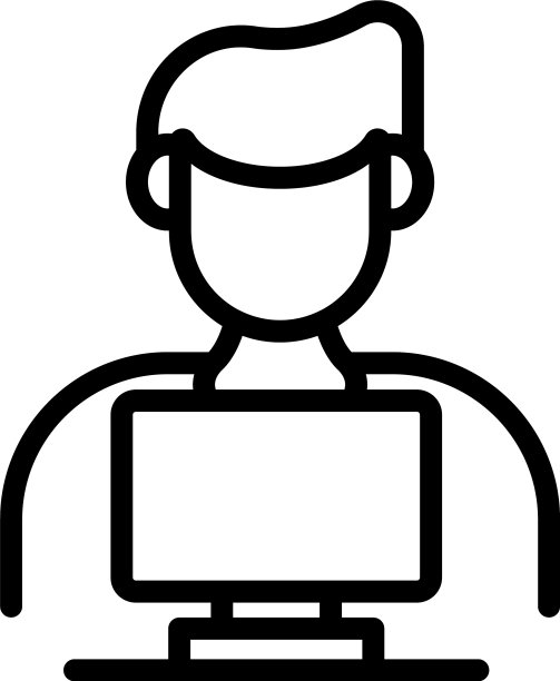 家庭办公室自由职业者图标轮廓风格图片下载