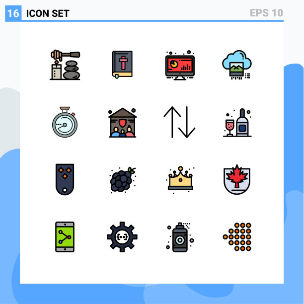 设置16商业平面彩色填充线条包图片下载