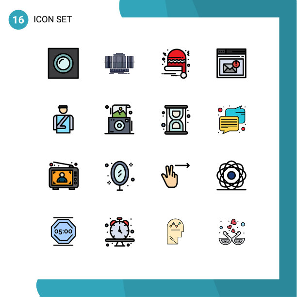 可编辑线包16简单的平面颜色填充图片下载