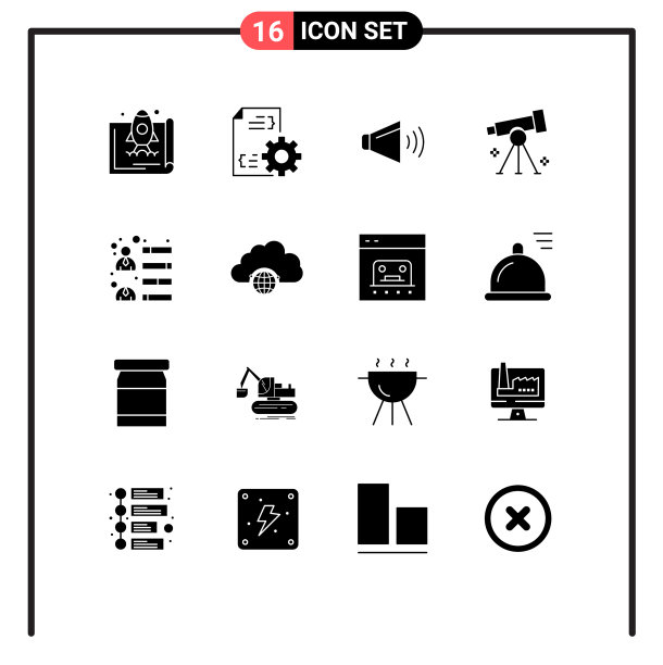 为学习研究在网格上设置16个实心符号图片下载