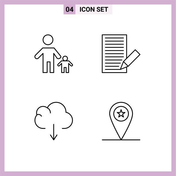 为孩子设置4个现代UI图标符号图片下载