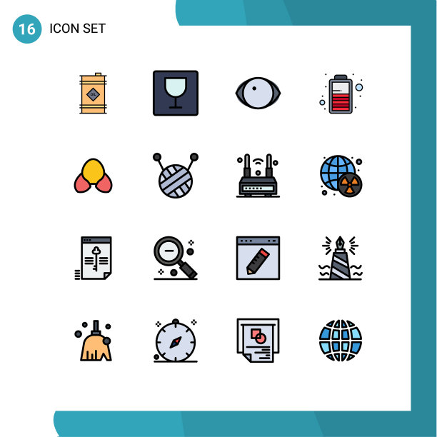 16主题平色填充线条和可编辑图片下载