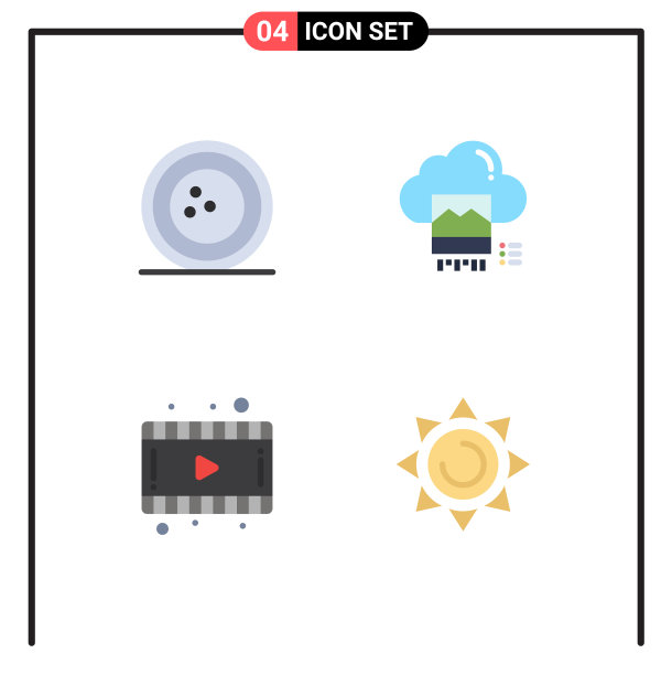 4个主题平面图标和可编辑的符号图片下载