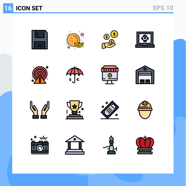 16个通用平色填充线标志符号图片下载