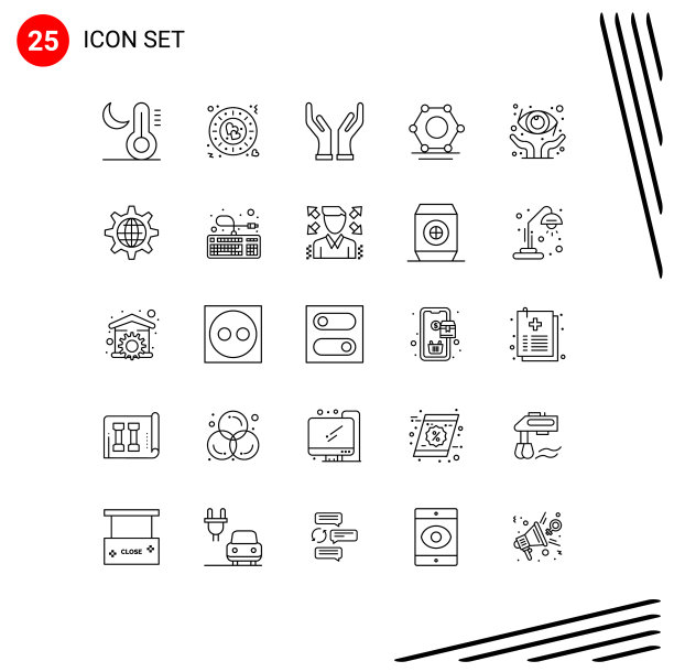 25个万能线符号象征着全球之眼图片下载