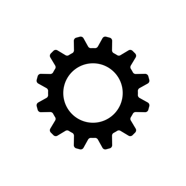 齿轮图标。链轮的标志。设置按钮的迹象。机械装置的象征。白色背景上孤立的黑色剪影。矢量插图形象。图片下载
