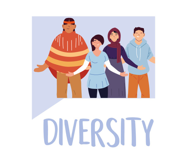 多元化的女性和男性卡通图片下载