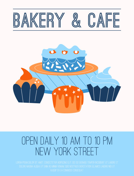 矢量海报的面包房和咖啡馆的概念图片下载