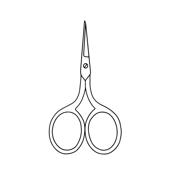 轮廓剪刀图标，涂鸦，黑白插图。图片下载