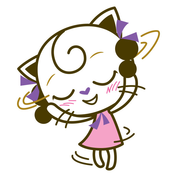 Kitty cat Girl角色，矢量插图图片下载