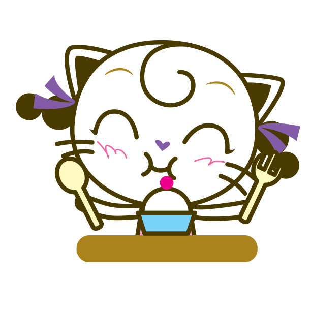 猫喵在吃，矢量插图图片下载