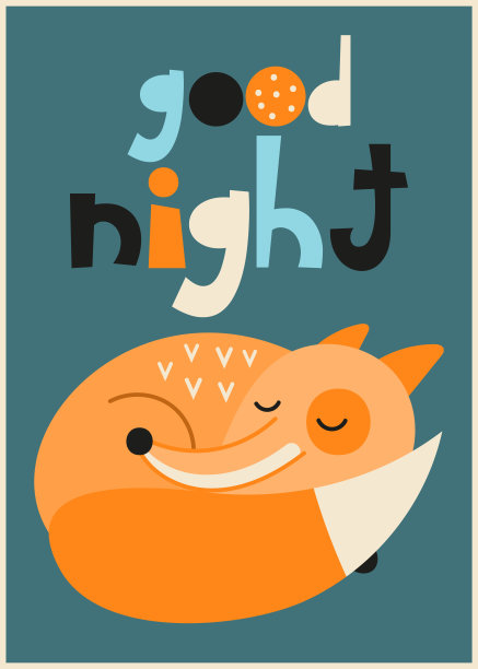 托儿所海报上可爱的狐狸在睡觉图片下载