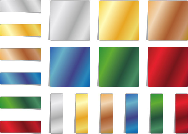 一套金属彩色的便利贴插图图片下载