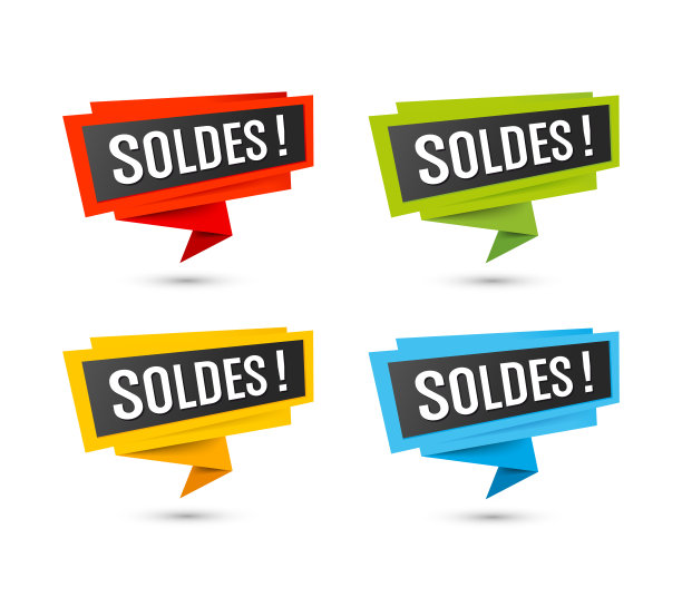 销售矢量图标在法国-折纸标签图片下载