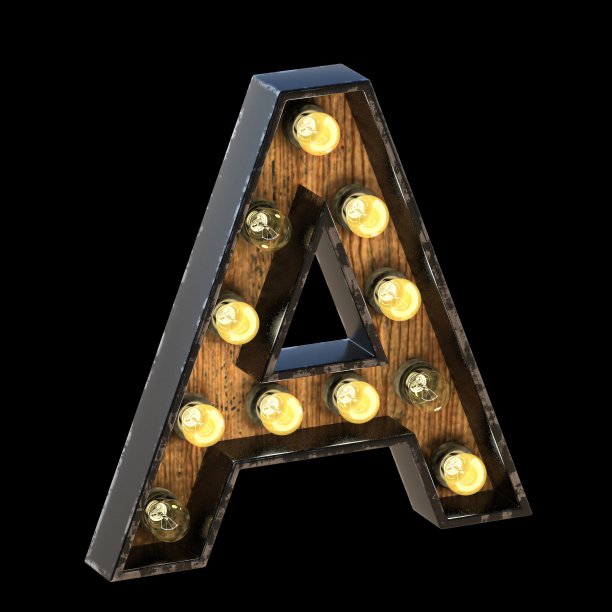 灯泡字体字母A 3D图片下载