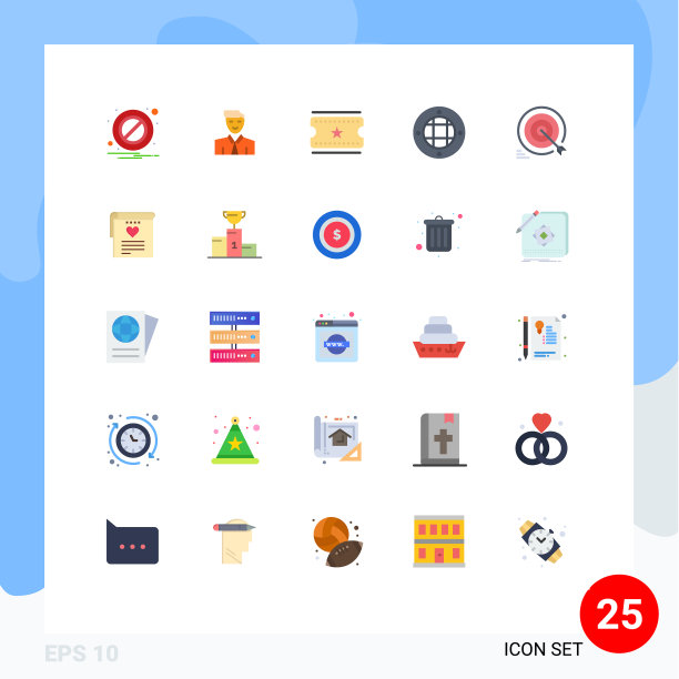 可编辑线包25个简单的平面颜色图片下载