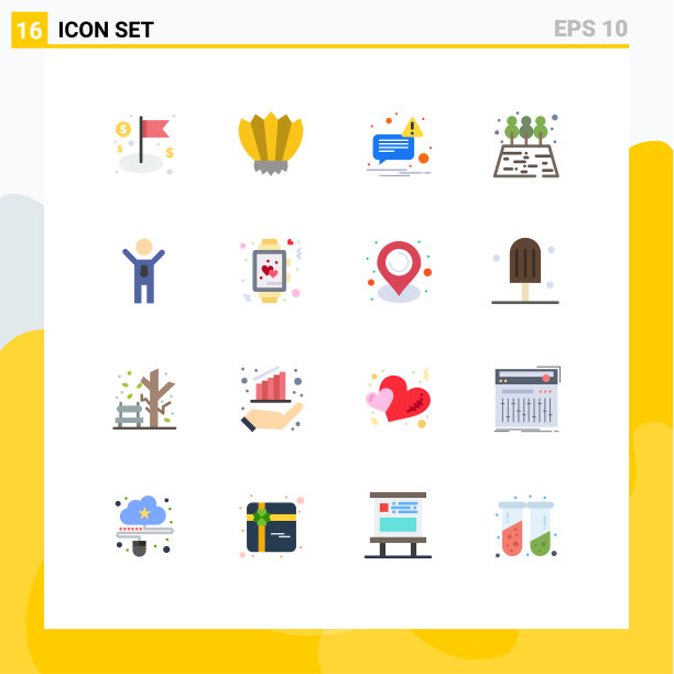 可编辑线包16个简单的平面颜色图片下载